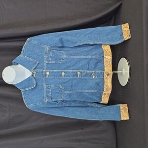 OLD SCHOOL BRAND DENIM JACKET WITH SNAKE SKIN SIZE M